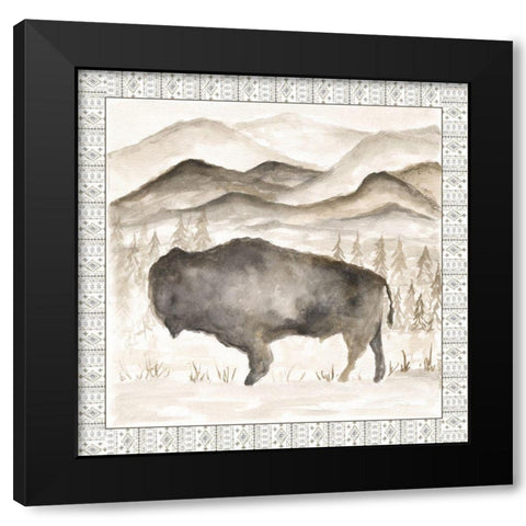 Bison w/ Border Black Modern Wood Framed Art Print with Double Matting by Shamp, Cindy