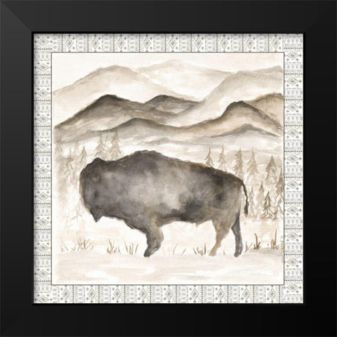 Bison w/ Border Black Modern Wood Framed Art Print by Shamp, Cindy