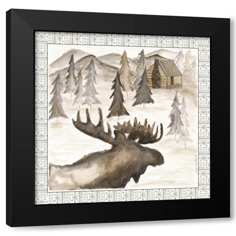 Moose w/ Border Black Modern Wood Framed Art Print by Shamp, Cindy