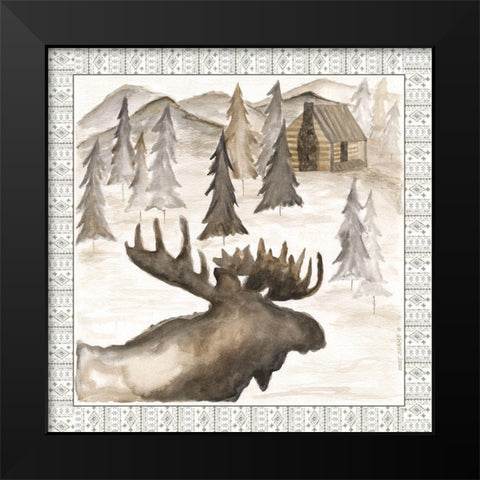 Moose w/ Border Black Modern Wood Framed Art Print by Shamp, Cindy