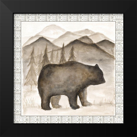 Bear w/ Border Black Modern Wood Framed Art Print by Shamp, Cindy