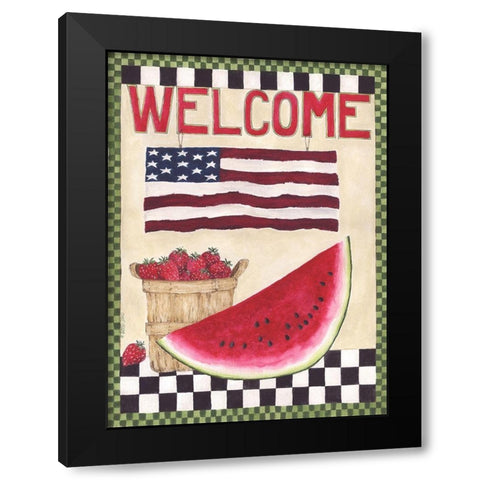 Welcome Watermelon Black Modern Wood Framed Art Print with Double Matting by Shamp, Cindy