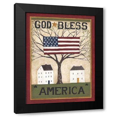 God Bless America Black Modern Wood Framed Art Print with Double Matting by Shamp, Cindy
