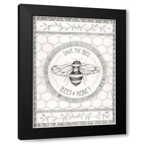 Save the Bees Black Modern Wood Framed Art Print with Double Matting by Shamp, Cindy