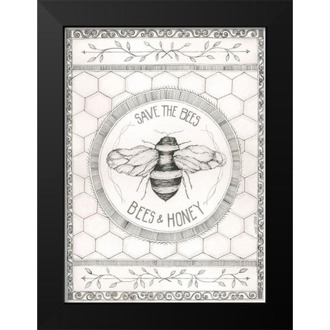Save the Bees Black Modern Wood Framed Art Print by Shamp, Cindy