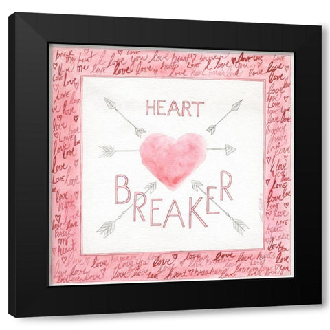 Heart Breaker Black Modern Wood Framed Art Print by Shamp, Cindy