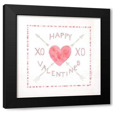 Happy Valentines Black Modern Wood Framed Art Print with Double Matting by Shamp, Cindy