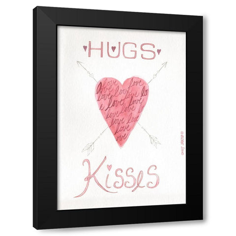 Hugs Kisses Black Modern Wood Framed Art Print by Shamp, Cindy