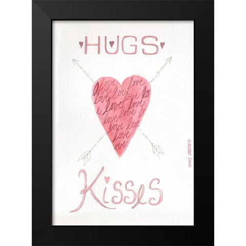 Hugs Kisses Black Modern Wood Framed Art Print by Shamp, Cindy