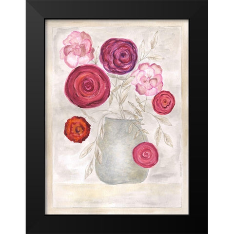 Pink Floral I Black Modern Wood Framed Art Print by Shamp, Cindy