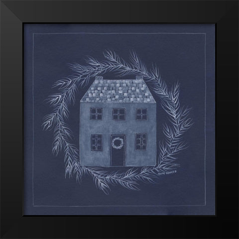 Blue House Black Modern Wood Framed Art Print by Shamp, Cindy