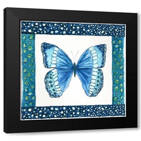 Butterfly with Border II Black Modern Wood Framed Art Print with Double Matting by Shamp, Cindy