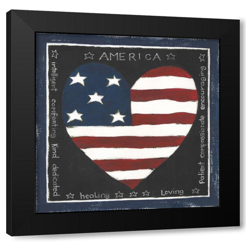American Heart Black Modern Wood Framed Art Print by Shamp, Cindy