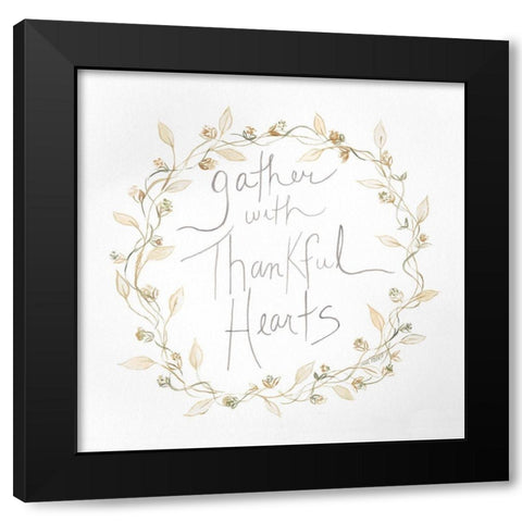 Thankful Hearts Black Modern Wood Framed Art Print with Double Matting by Shamp, Cindy
