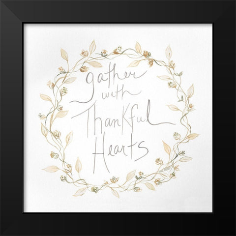 Thankful Hearts Black Modern Wood Framed Art Print by Shamp, Cindy