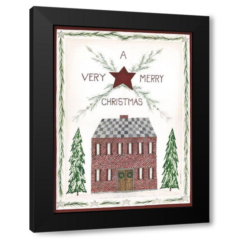 Very Merry Christmas Black Modern Wood Framed Art Print by Shamp, Cindy