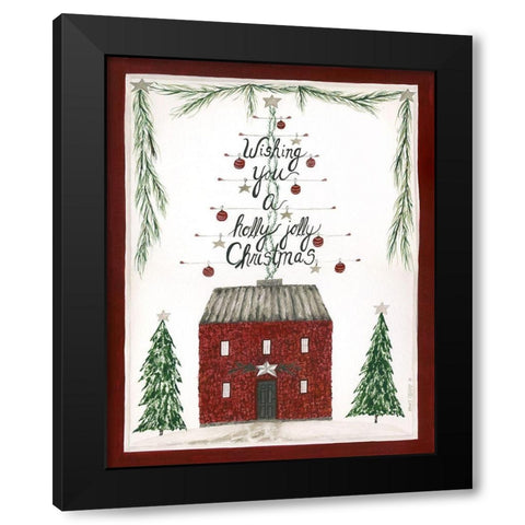 Holly Jolly Christmas Black Modern Wood Framed Art Print by Shamp, Cindy