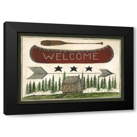 Welcome Canoe Black Modern Wood Framed Art Print with Double Matting by Shamp, Cindy