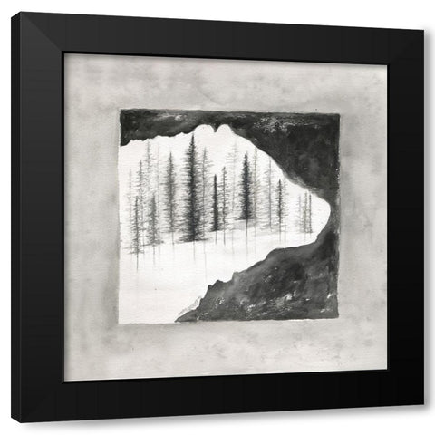 Bear Silhouette Black Modern Wood Framed Art Print with Double Matting by Shamp, Cindy