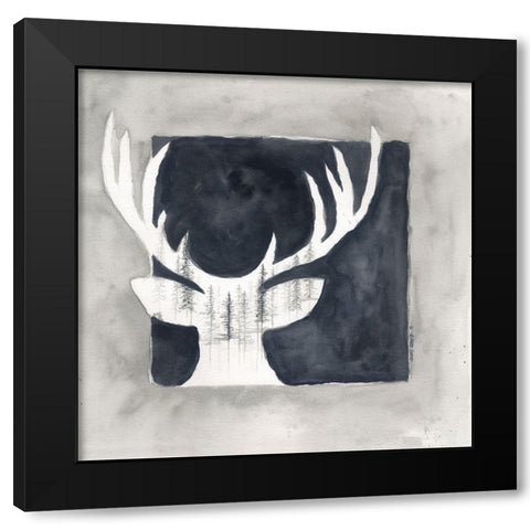 Buck Silhouette Black Modern Wood Framed Art Print with Double Matting by Shamp, Cindy