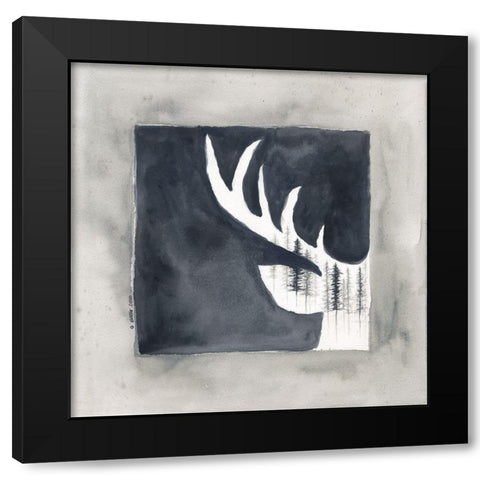 Buck Antler Black Modern Wood Framed Art Print by Shamp, Cindy