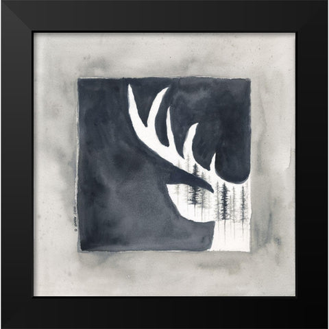 Buck Antler Black Modern Wood Framed Art Print by Shamp, Cindy