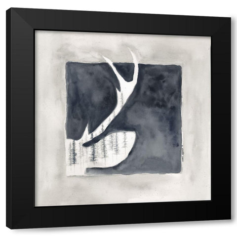Buck Antler II Black Modern Wood Framed Art Print by Shamp, Cindy