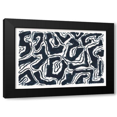 Modern Blues Black Modern Wood Framed Art Print with Double Matting by Shamp, Cindy