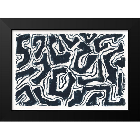 Modern Blues Black Modern Wood Framed Art Print by Shamp, Cindy