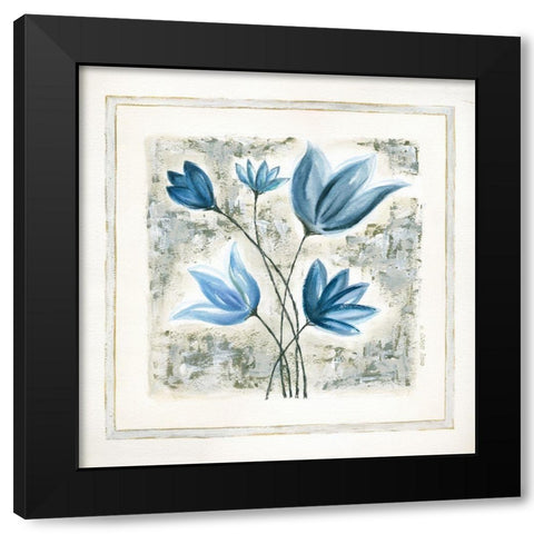Blue Flowers II Black Modern Wood Framed Art Print by Shamp, Cindy