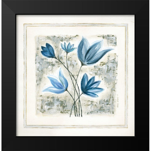 Blue Flowers II Black Modern Wood Framed Art Print by Shamp, Cindy
