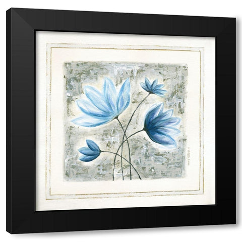 Blue Flowers III Black Modern Wood Framed Art Print by Shamp, Cindy