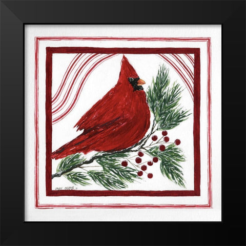 Christmas Cardinal II Black Modern Wood Framed Art Print by Shamp, Cindy