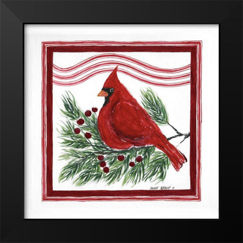 Christmas Cardinal III Black Modern Wood Framed Art Print by Shamp, Cindy