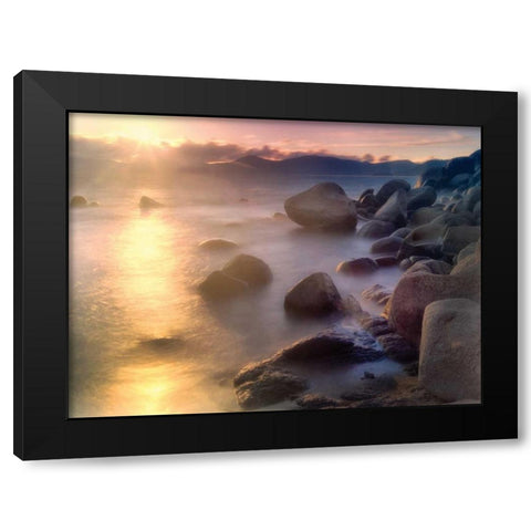 Rocks and Water Black Modern Wood Framed Art Print with Double Matting by Frates, Dennis