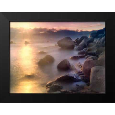 Rocks and Water Black Modern Wood Framed Art Print by Frates, Dennis