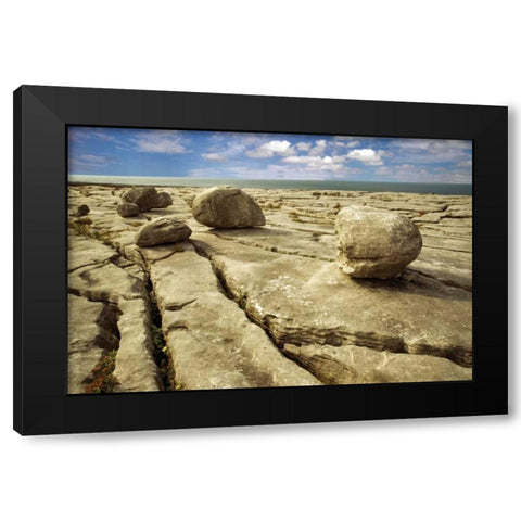 Boulders Black Modern Wood Framed Art Print with Double Matting by Frates, Dennis