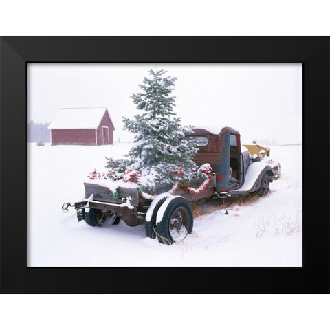 Christmas Truck Black Modern Wood Framed Art Print by Frates, Dennis