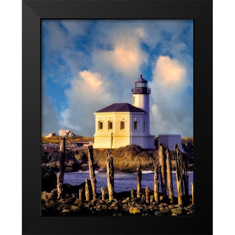 Classic Lighthouse Black Modern Wood Framed Art Print by Frates, Dennis