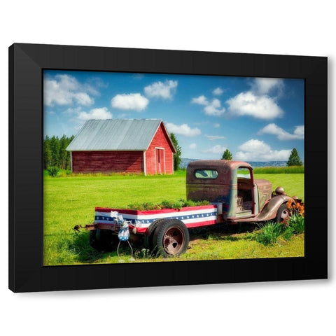 Barn and Truck Black Modern Wood Framed Art Print with Double Matting by Frates, Dennis