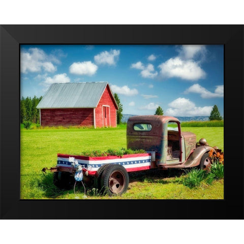 Barn and Truck Black Modern Wood Framed Art Print by Frates, Dennis