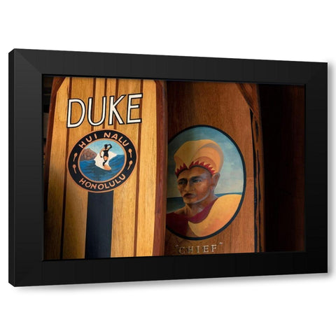 Surf Hawaii Black Modern Wood Framed Art Print with Double Matting by Frates, Dennis