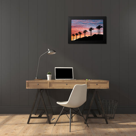 Palm Tree Sunset Black Modern Wood Framed Art Print by Frates, Dennis
