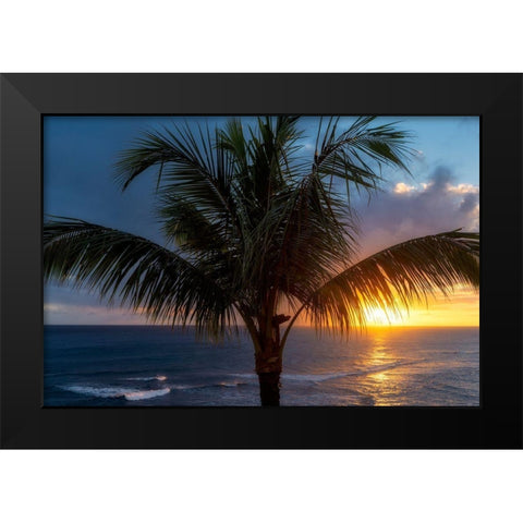 Palm Tree Sunset Black Modern Wood Framed Art Print by Frates, Dennis