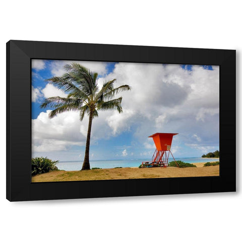 Lifeguard Tower Black Modern Wood Framed Art Print with Double Matting by Frates, Dennis
