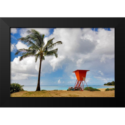 Lifeguard Tower Black Modern Wood Framed Art Print by Frates, Dennis
