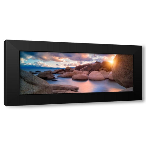 Sunset Cove Black Modern Wood Framed Art Print with Double Matting by Frates, Dennis