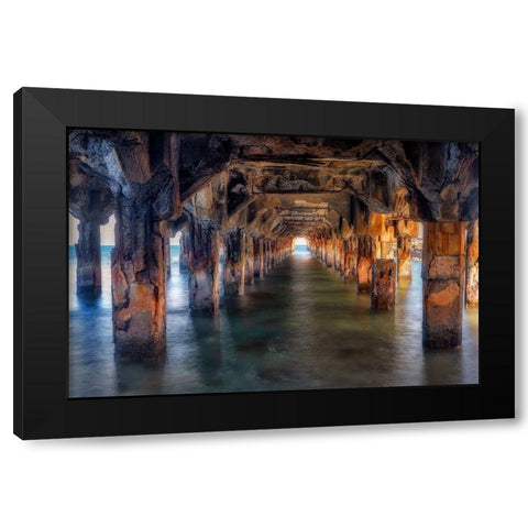 Pier Under Here Black Modern Wood Framed Art Print by Frates, Dennis