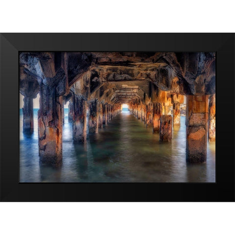 Pier Under Here Black Modern Wood Framed Art Print by Frates, Dennis