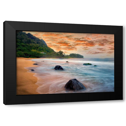 Peachy Keen Black Modern Wood Framed Art Print by Frates, Dennis